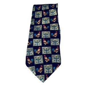 Bob Timberlake Mens Silk Necktie Accessory Navy Blue Office Work Casual Dad Gift